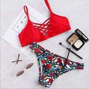 Red bikini romwe top
